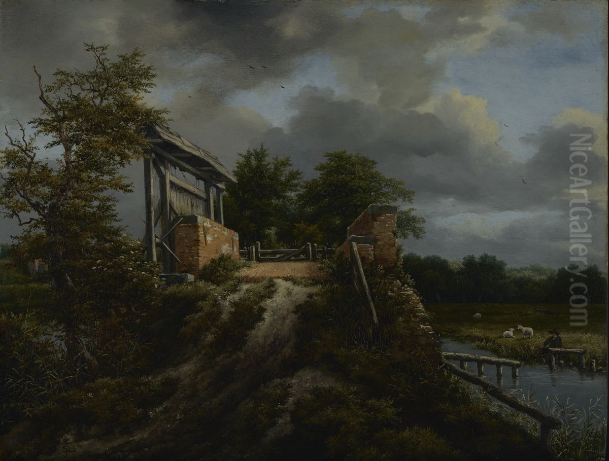 Bridge with a Sluice Oil Painting by Jacob Van Ruisdael