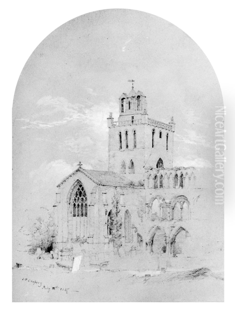 Jedburgh Abbey (from  Cropsey Album) Oil Painting by Jasper Francis Cropsey