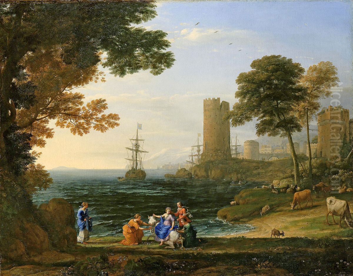 Landscape with the abduction of Europa by Jupiter Oil Painting by Claude Lorrain (Claude Gellee)