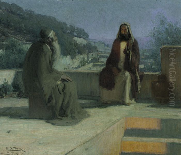 Nicodemus and Jesus on a Rooftop Oil Painting by Henry Ossawa Tanner