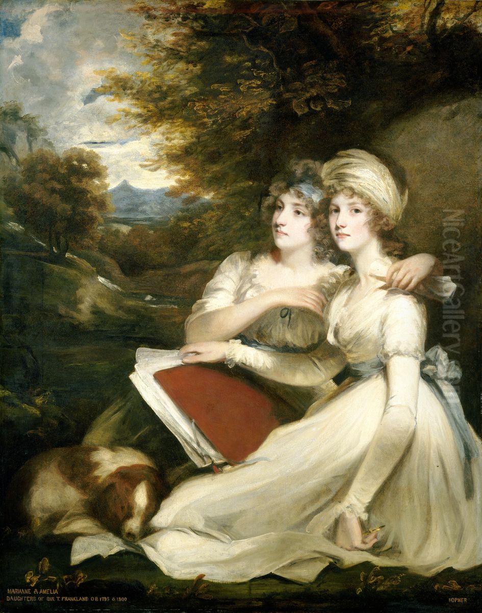 Portrait des soeurs Frankland Oil Painting by John Hoppner