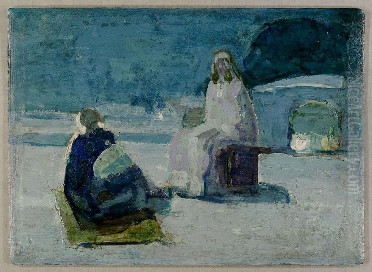 Study for Christ and Nicodemus on a Rooftop Oil Painting by Henry Ossawa Tanner