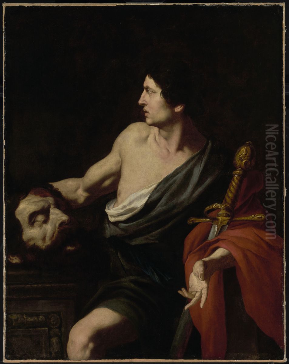 David with the Head of Goliath Oil Painting by Pietro Novelli