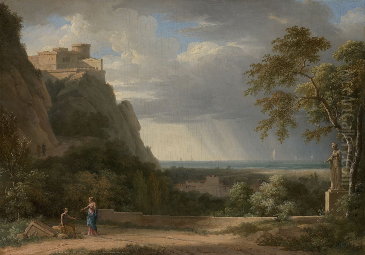 Classical Landscape with Figures and Sculpture Oil Painting by Pierre-Henri de Valenciennes