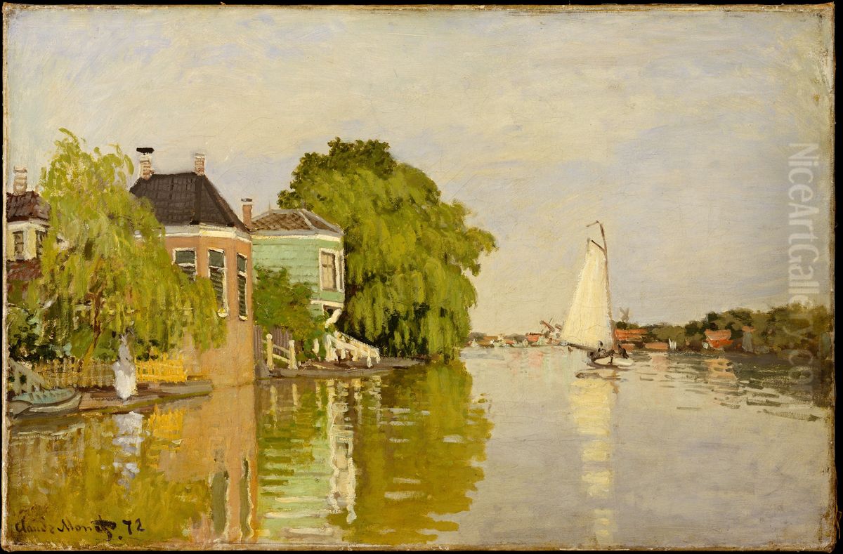 Houses on the Achterzaan Oil Painting by Claude Oscar Monet