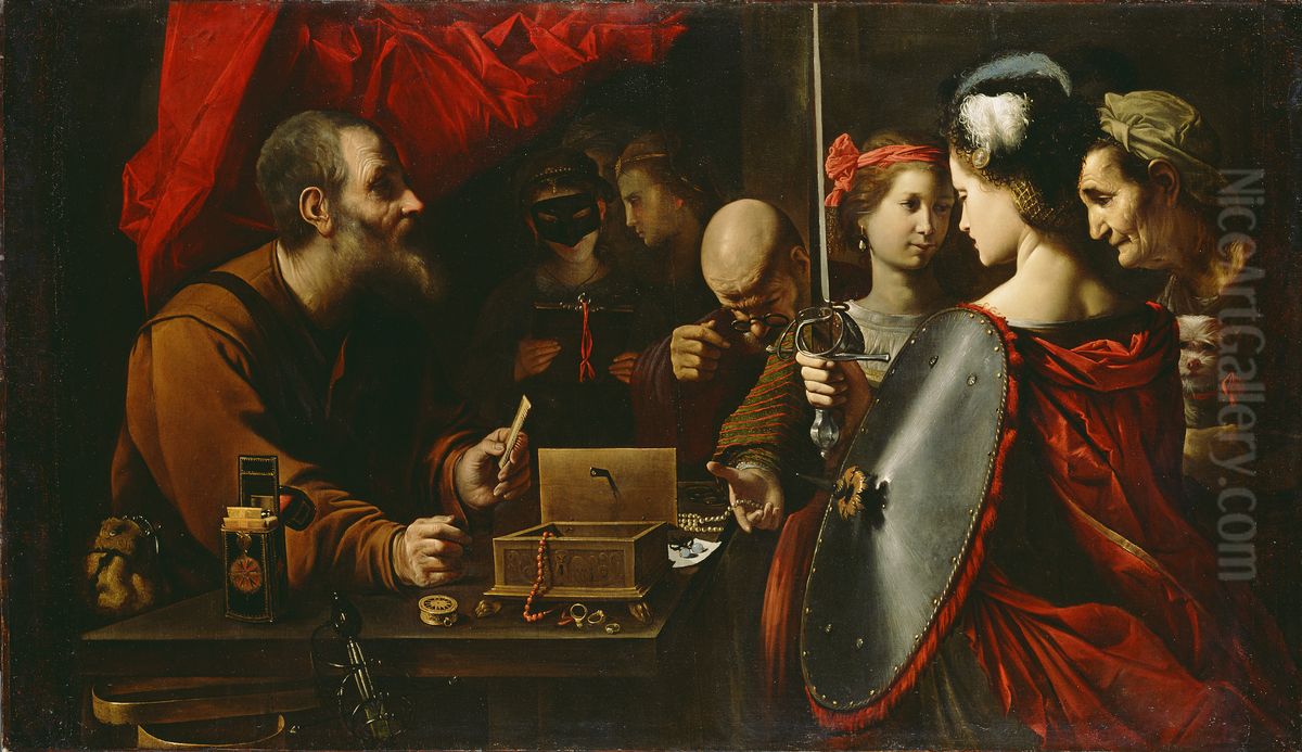 Achilles among the Daughters of Lycomedes Oil Painting by Pietro Paolini