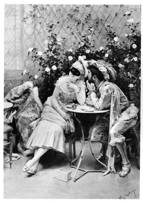 Masqueraders Oil Painting by Raimundo de Madrazo y Garreta