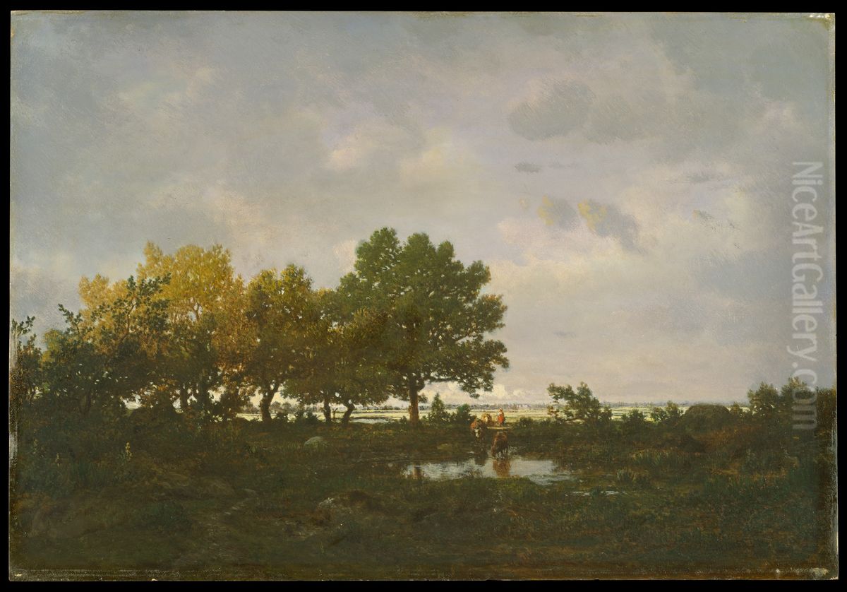 The Pond (La Mare) Oil Painting by Theodore Rousseau