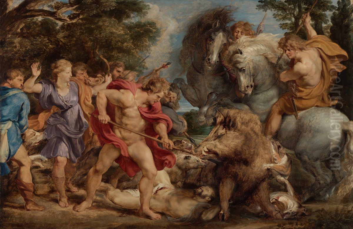 The Calydonian Boar Hunt Oil Painting by (studio of) Rubens, Peter Paul