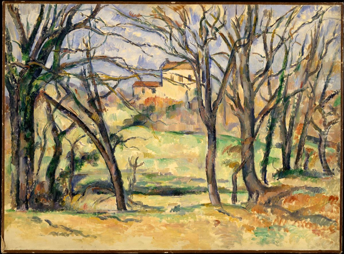 Trees and Houses Near the Jas de Bouffan Oil Painting by Paul Cezanne