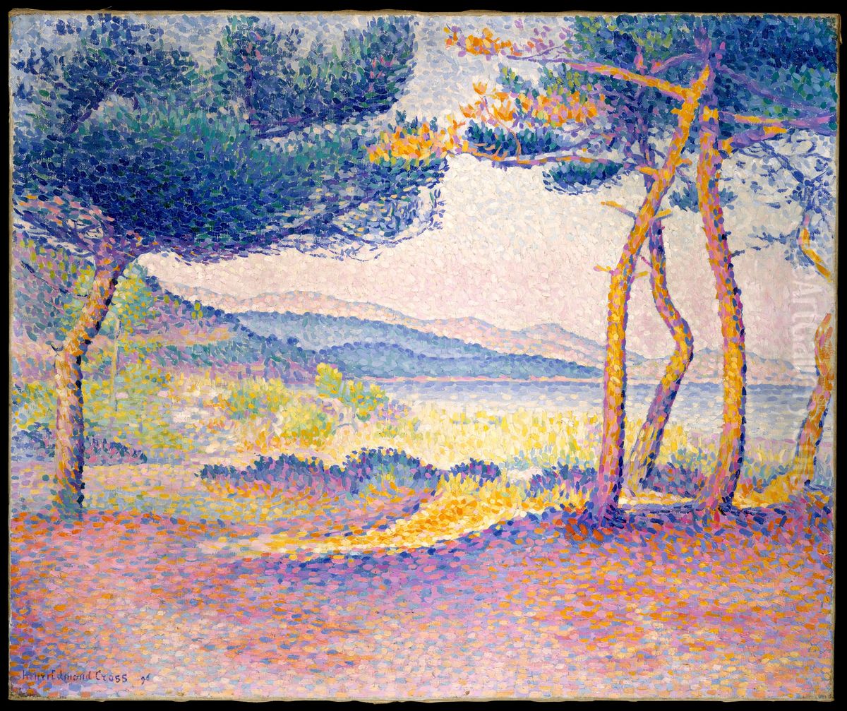 Pines Along the Shore Oil Painting by Henri-Edmond Cross