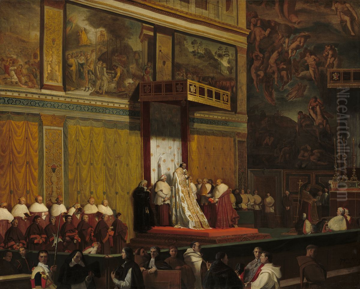 Pope Pius VII in the Sistine Chapel Oil Painting by Jean Auguste Dominique Ingres