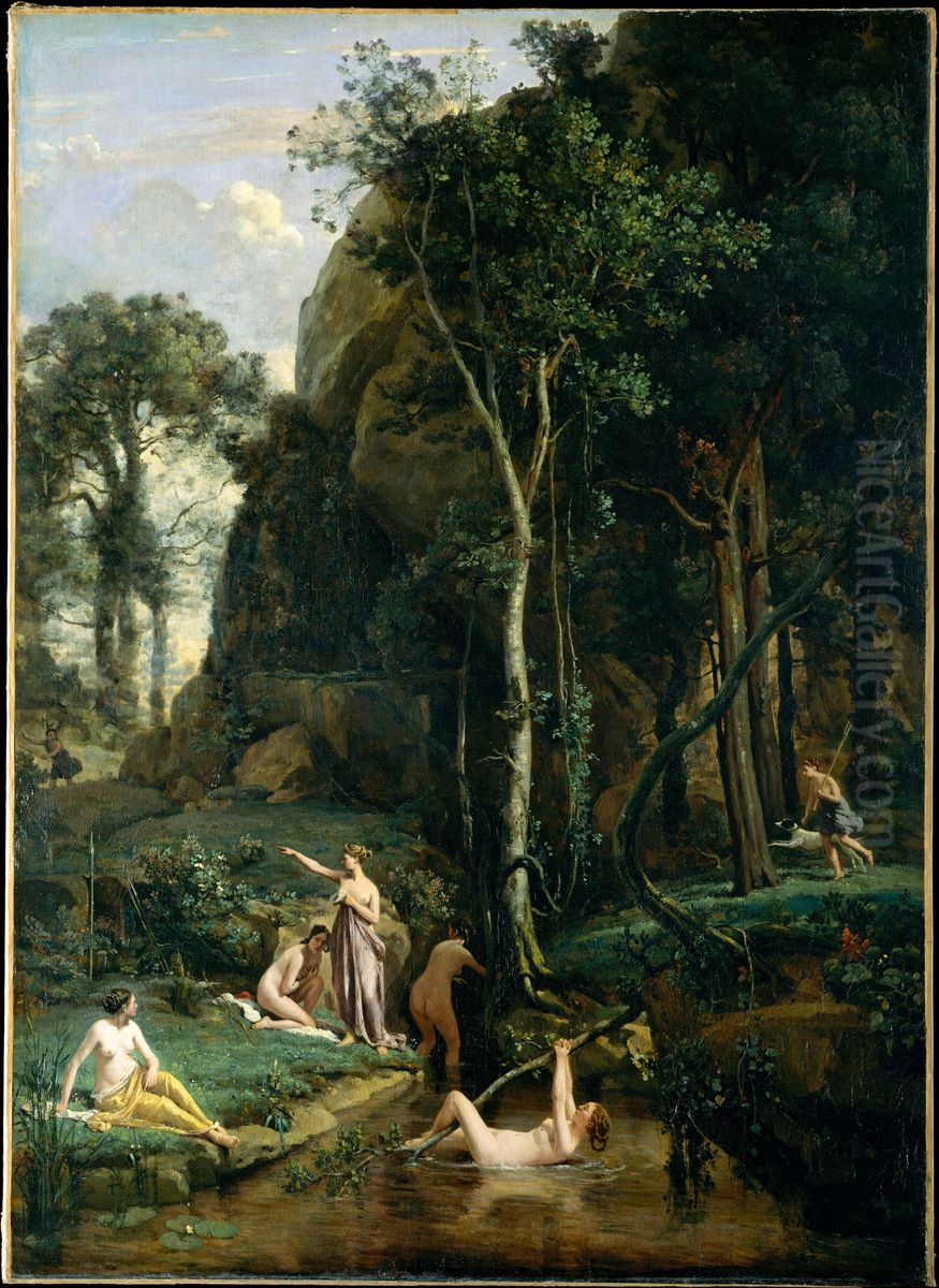 Diana and Actaeon Oil Painting by Jean-Baptiste Camille Corot