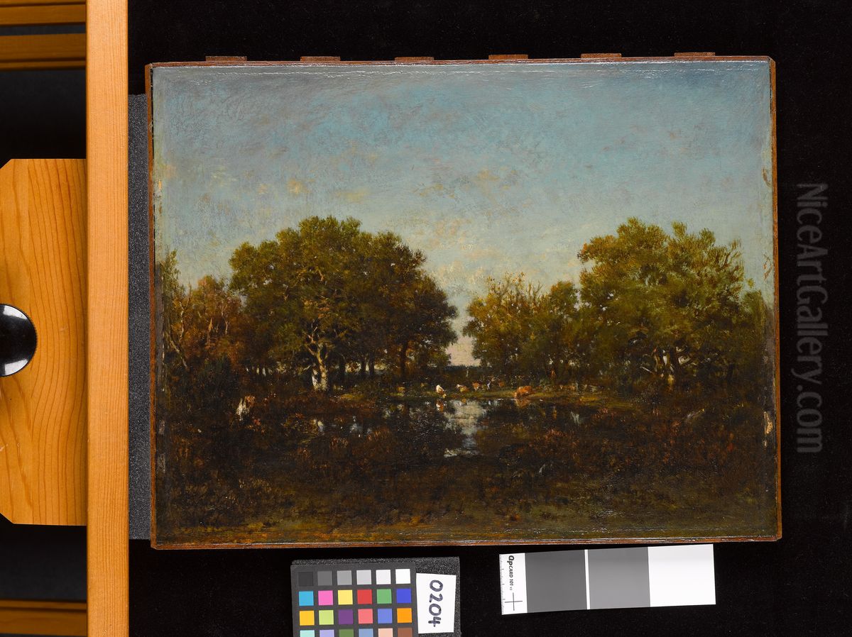 The Pool (Memory of the Forest of Chambord) Oil Painting by Theodore Rousseau