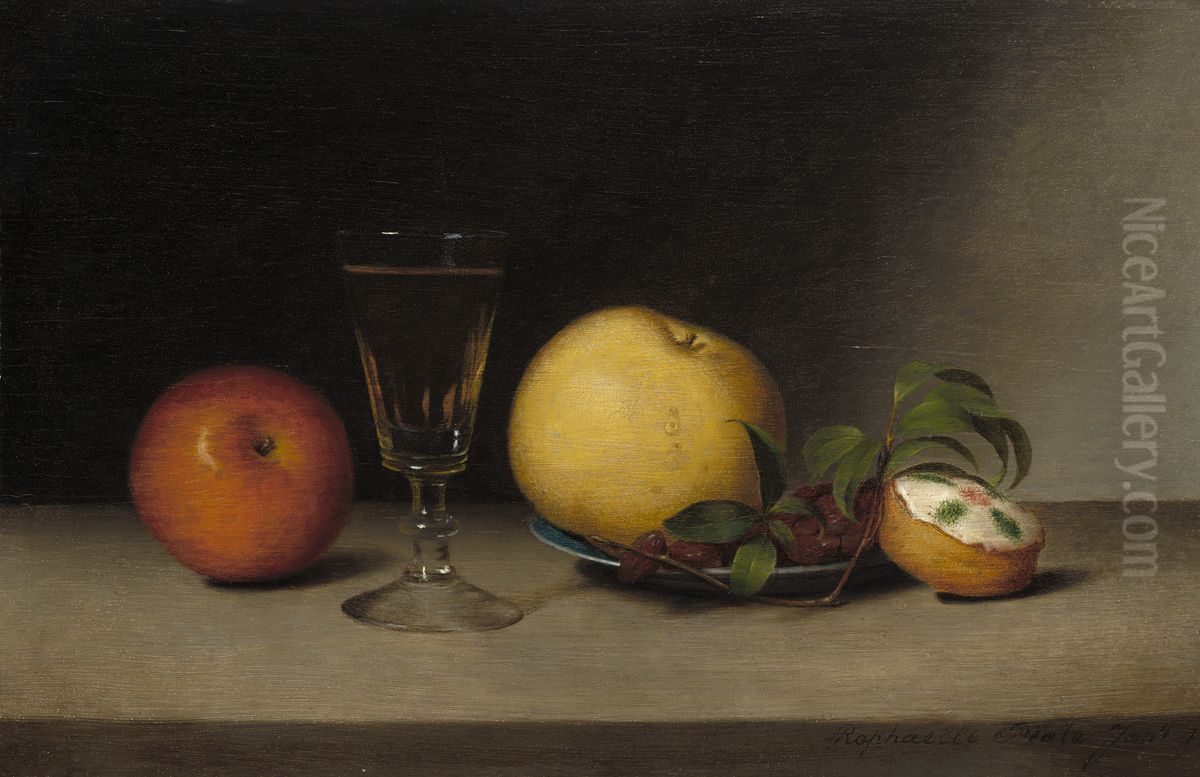 Still Life with Apples, Sherry, and Tea Cake Oil Painting by Raphaelle Peale