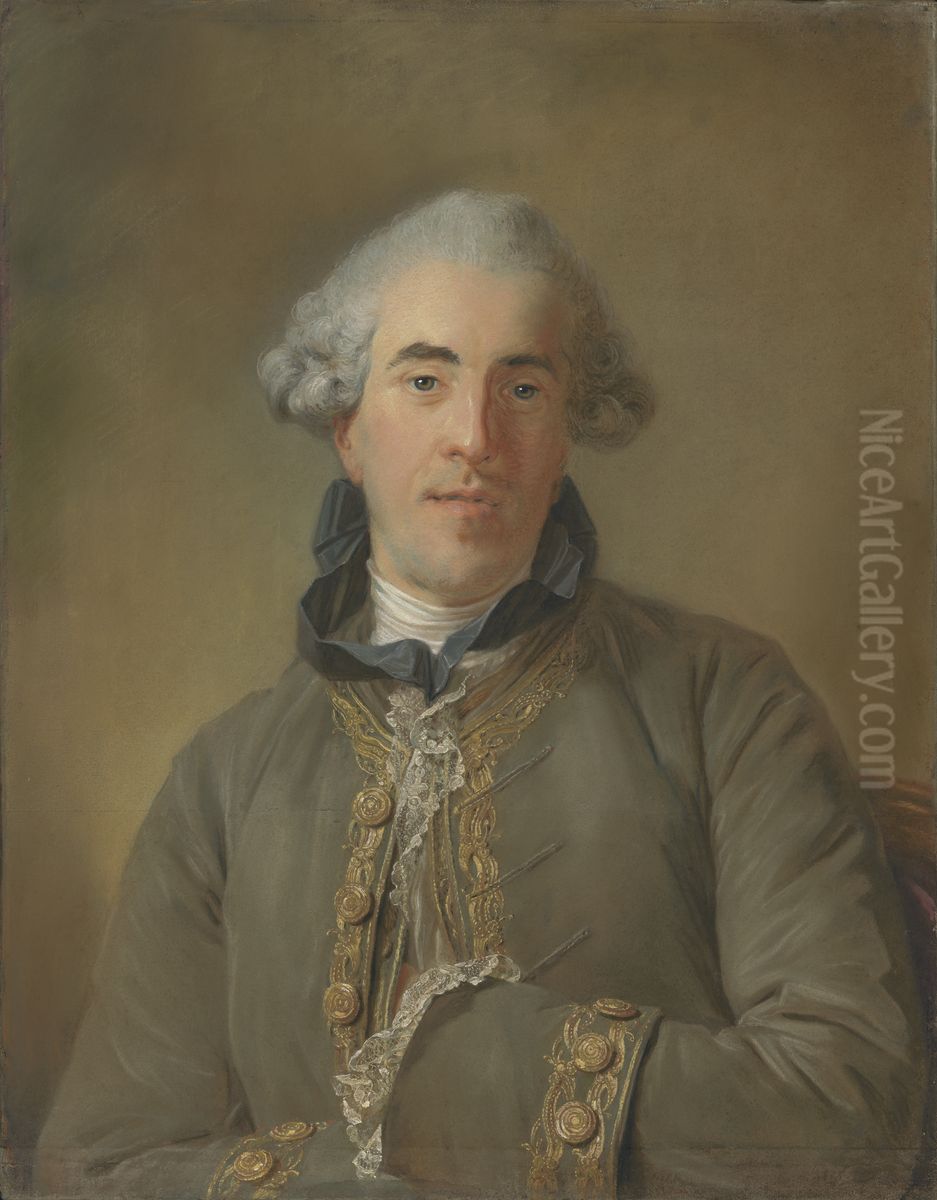 Portrait of Theophile Van Robais Oil Painting by Jean-Baptiste Perronneau