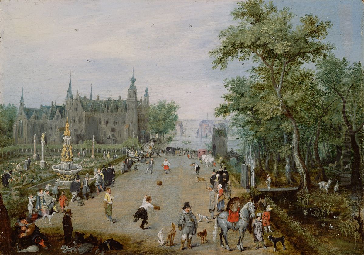 A Jeu de Paume Before a Country Palace Oil Painting by Adriaen van de Venne