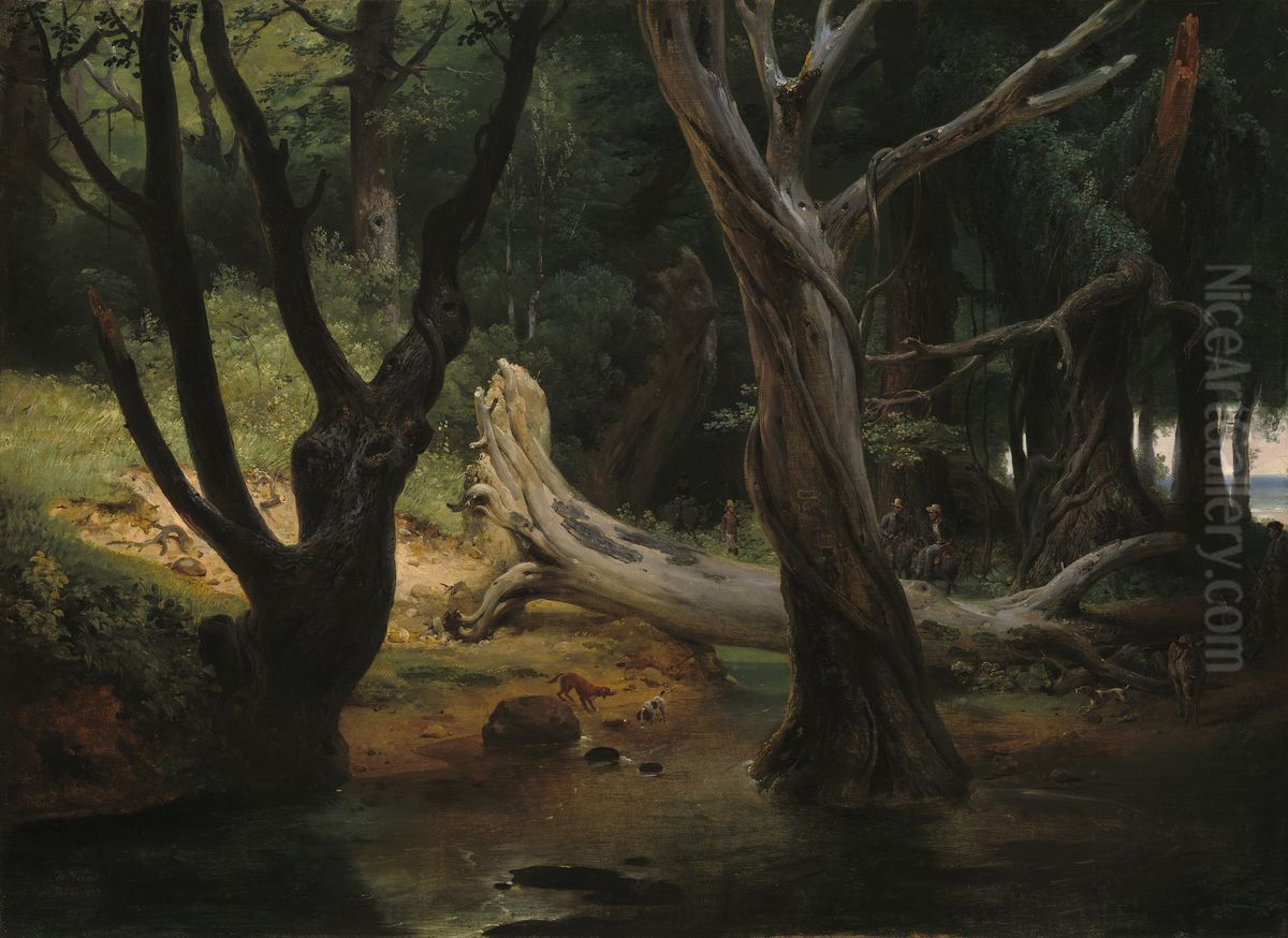 Departure for the Hunt in the Pontine Marshes Oil Painting by Horace Vernet