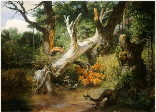 Hunting in the Pontine Marshes Oil Painting by Horace Vernet