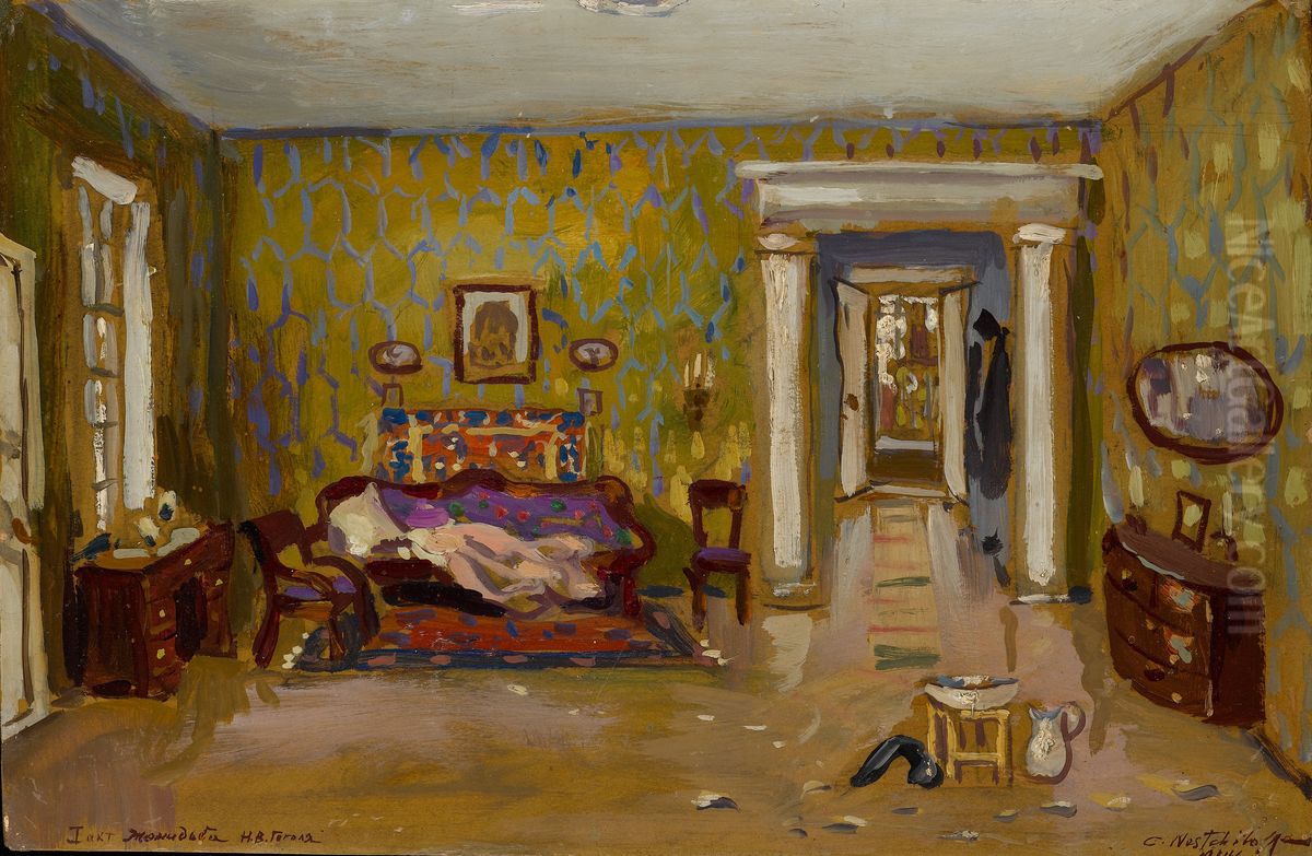 Interior for Nikolai Gogol's Play Marriage Oil Painting by Constantin Westchiloff