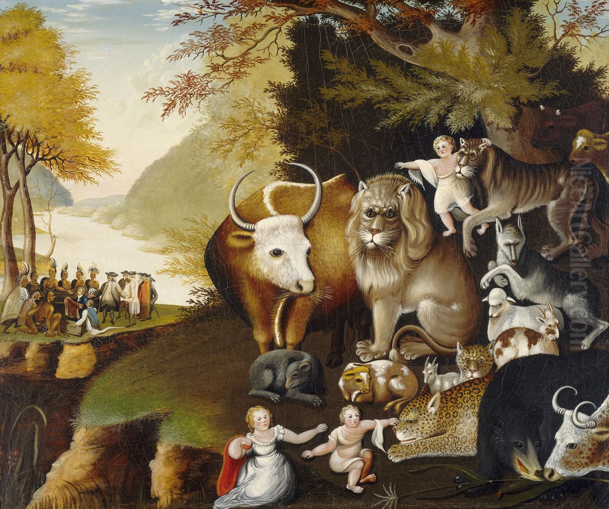 Peaceable Kingdom Oil Painting by Edward Hicks