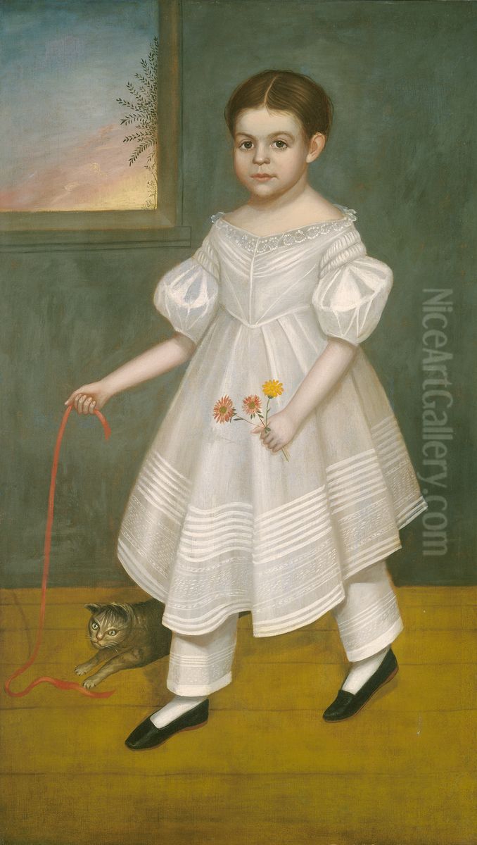 Girl with Kitten Oil Painting by Joseph Goodhue Chandler