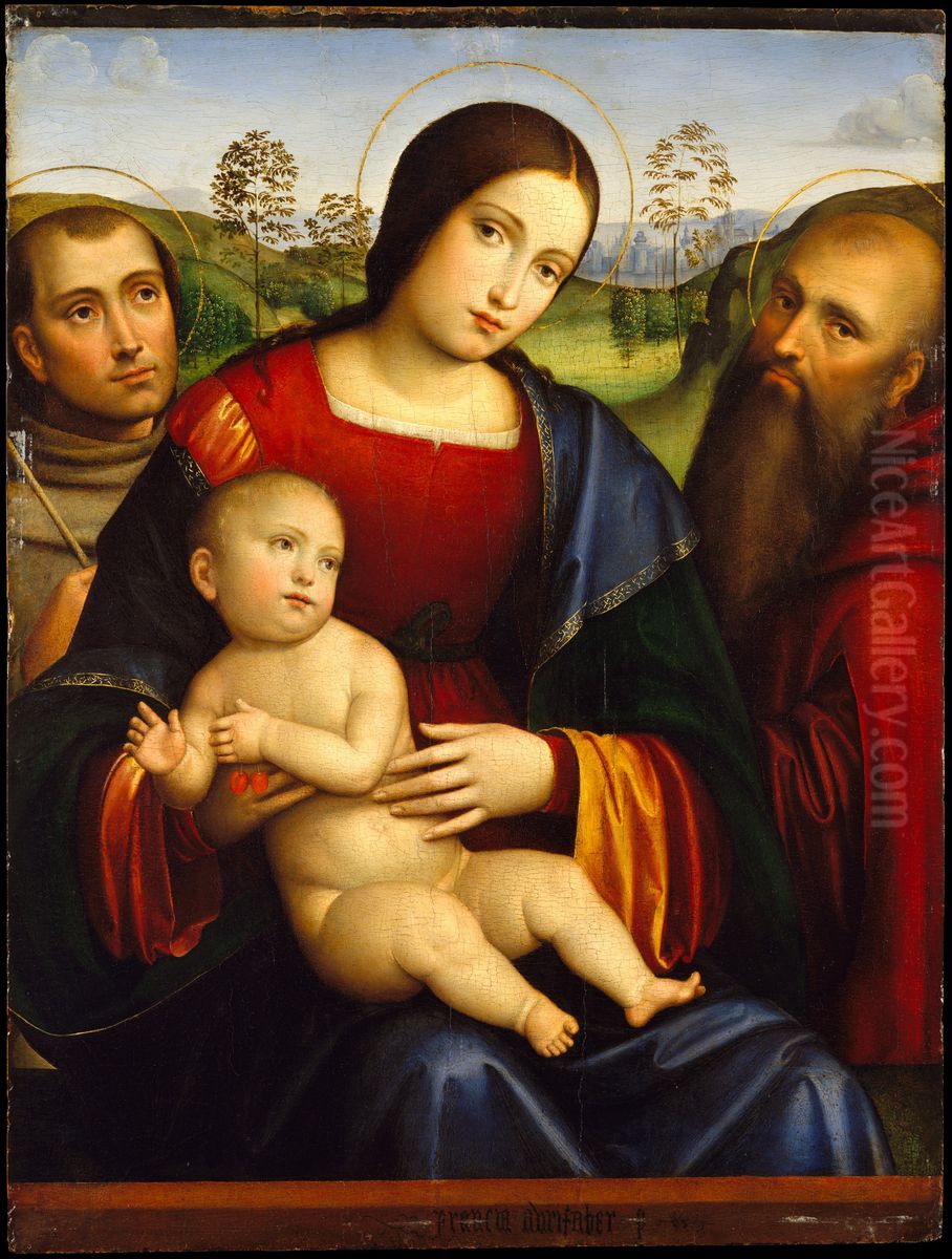 Madonna and Child with Saints Francis and Jerome Oil Painting by Francesco Francia