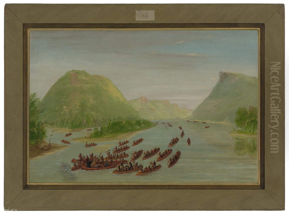 Father Hennepin and Two Companions Made Prisoners by the Sioux. April 1680 Oil Painting by George Catlin