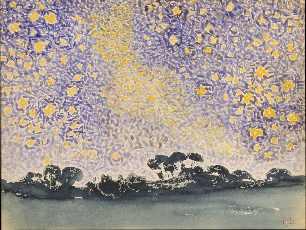 Landscape with Stars Oil Painting by Henri-Edmond Cross