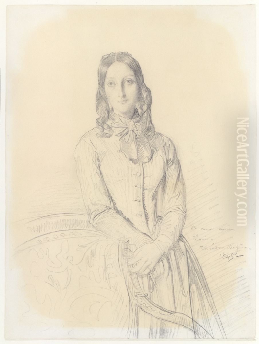 Portrait of Madame Gabrielle Marcotte de Quivieres Oil Painting by Theodore Chasseriau