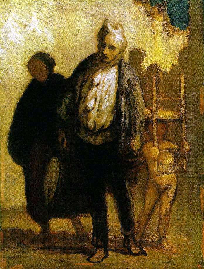 Wandering Saltimbanques Oil Painting by Honore Daumier