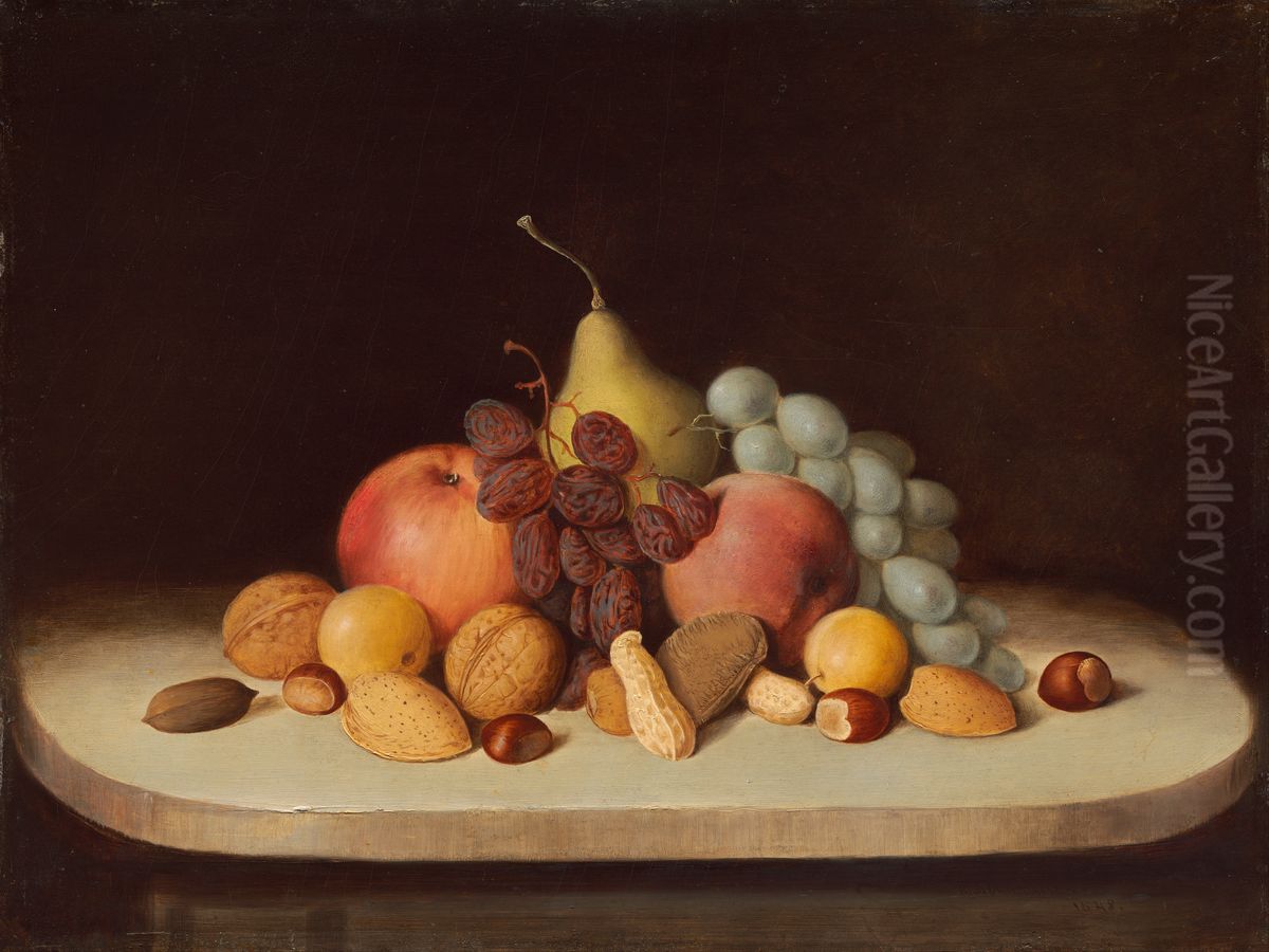 Still Life with Fruit and Nuts Oil Painting by Robert Seldon Duncanson