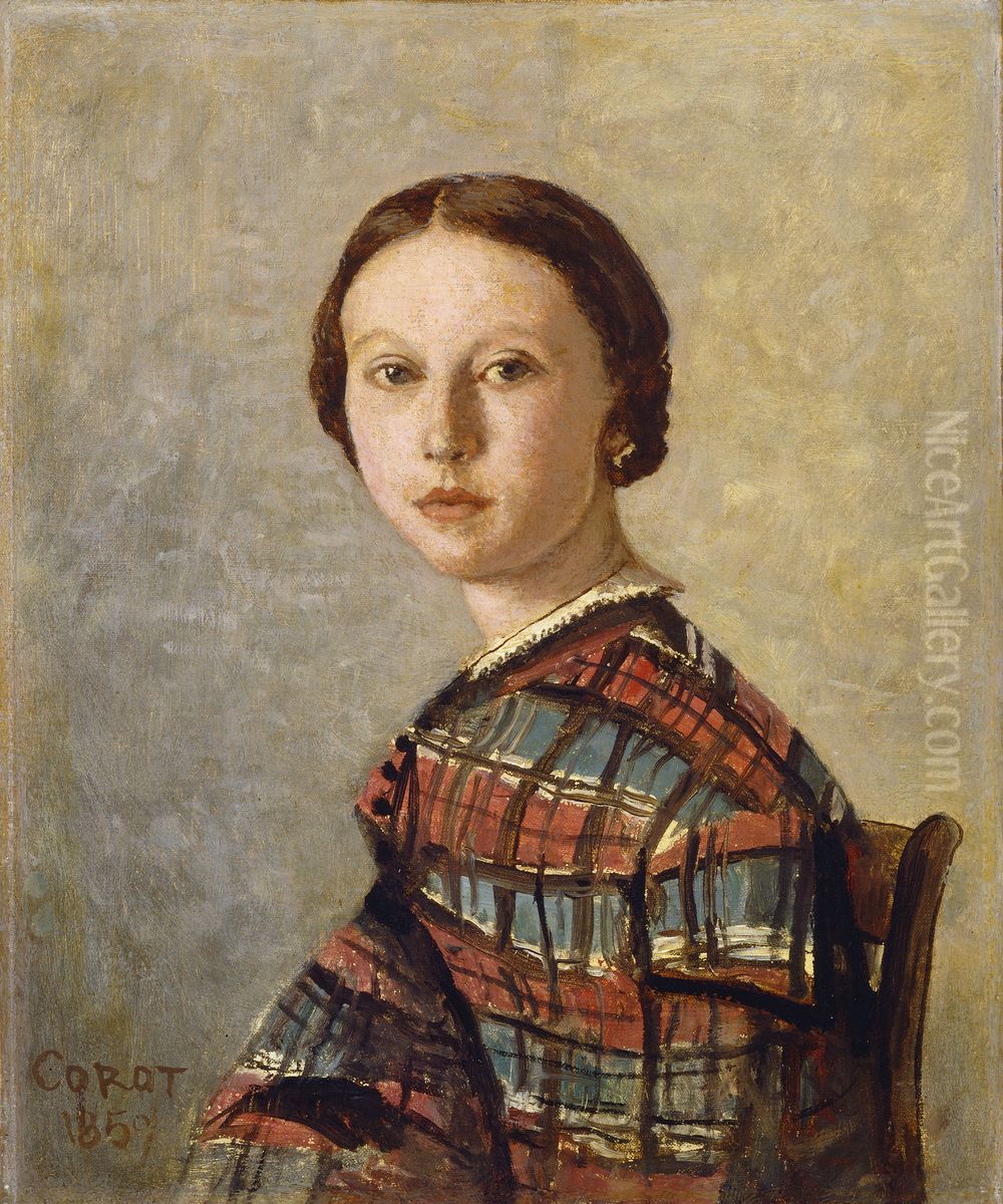 Portrait of a Young Girl Oil Painting by Jean-Baptiste Camille Corot