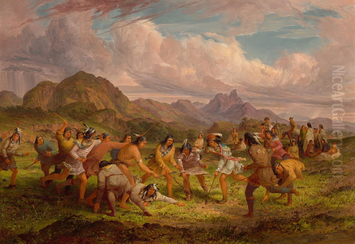 Ball Playing among the Sioux Indians Oil Painting by Seth Eastman