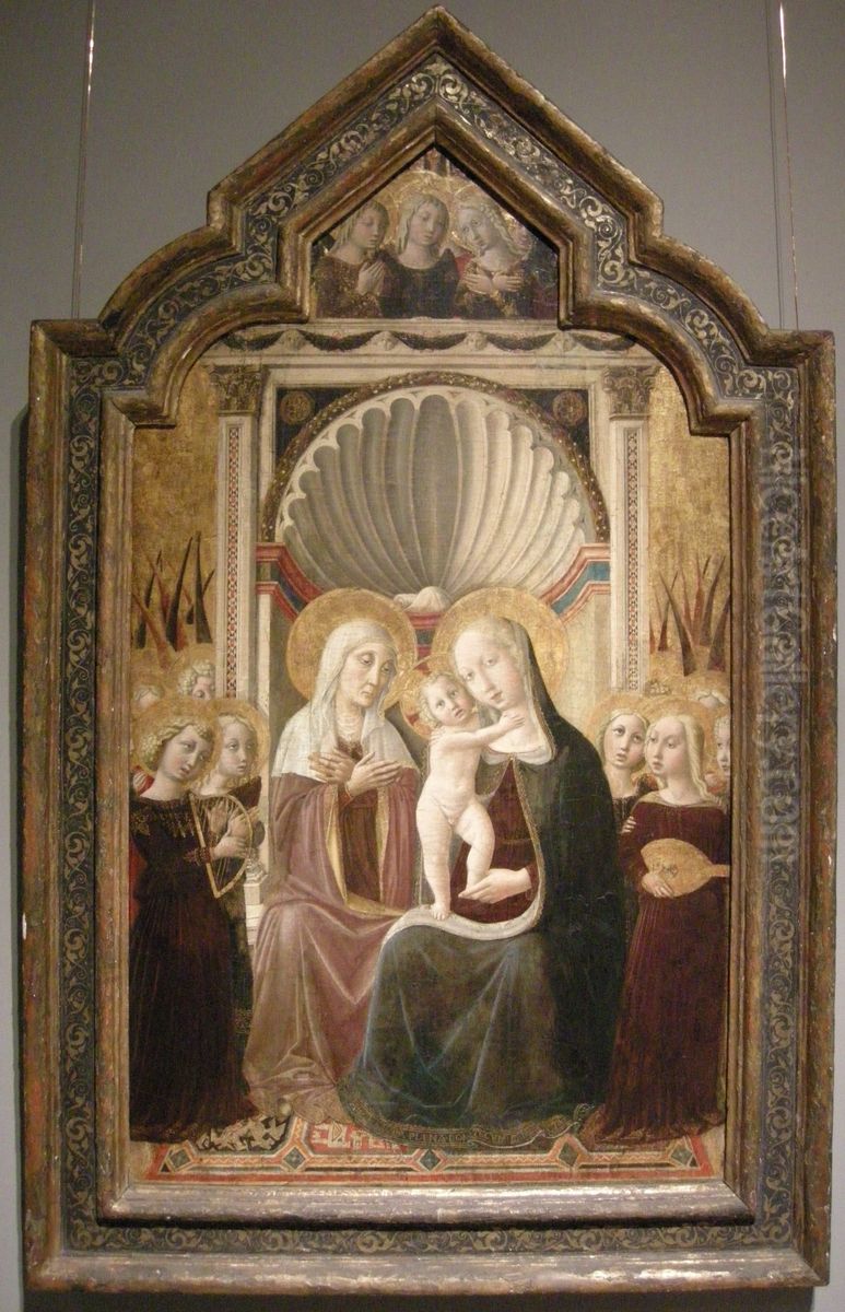 Saint Anne and the Virgin and Child Enthroned with Angels Oil Painting by Niccolo di Liberatore