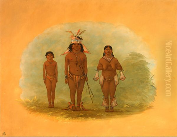 a chetibo family Oil Painting by George Catlin
