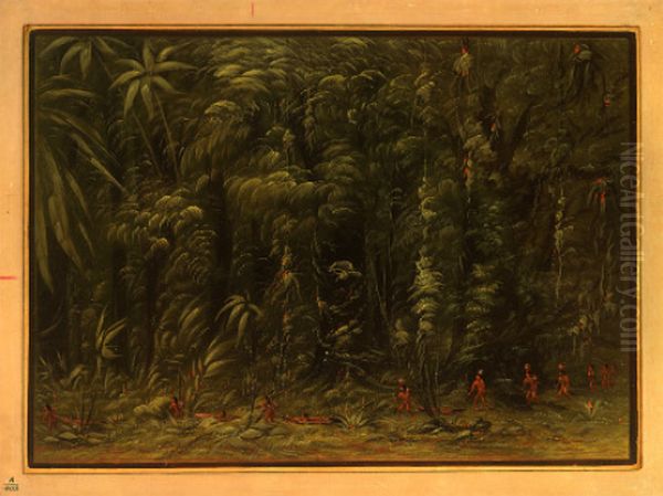 Interior of an Amazon Forest - Zurumati Oil Painting by George Catlin