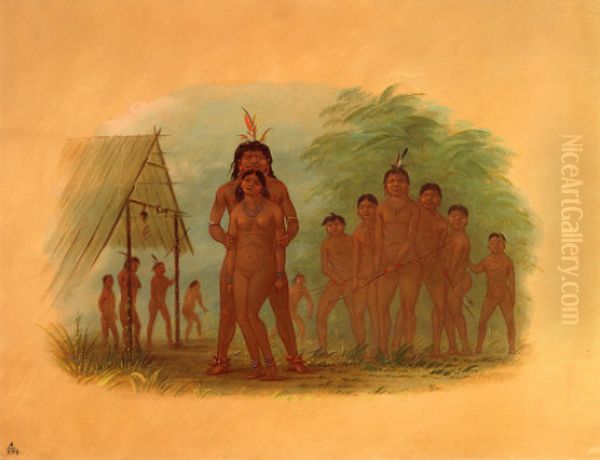 Orejona Indians Oil Painting by George Catlin