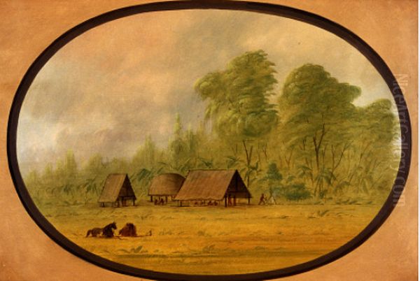 Pacapacurus Village Oil Painting by George Catlin