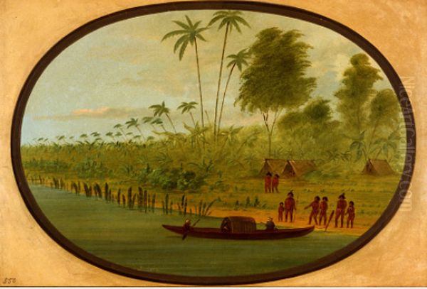 Painting the Tobos Chief Oil Painting by George Catlin