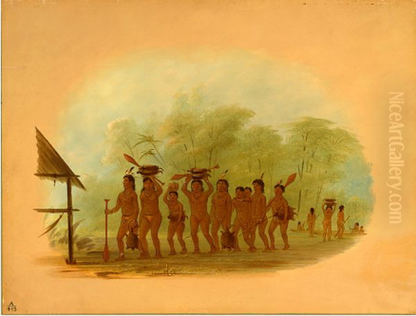 Return from a Turtle Hunt - Connibo Oil Painting by George Catlin