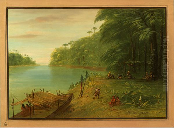 Shore of the Essequibo Oil Painting by George Catlin