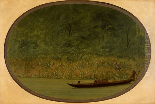 Shore of the Uruguay - Making a Sketch Oil Painting by George Catlin