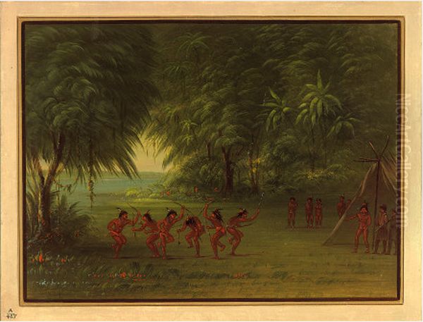 Tapuya Encampment Oil Painting by George Catlin