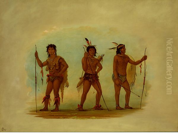Three Chaymas Men Oil Painting by George Catlin