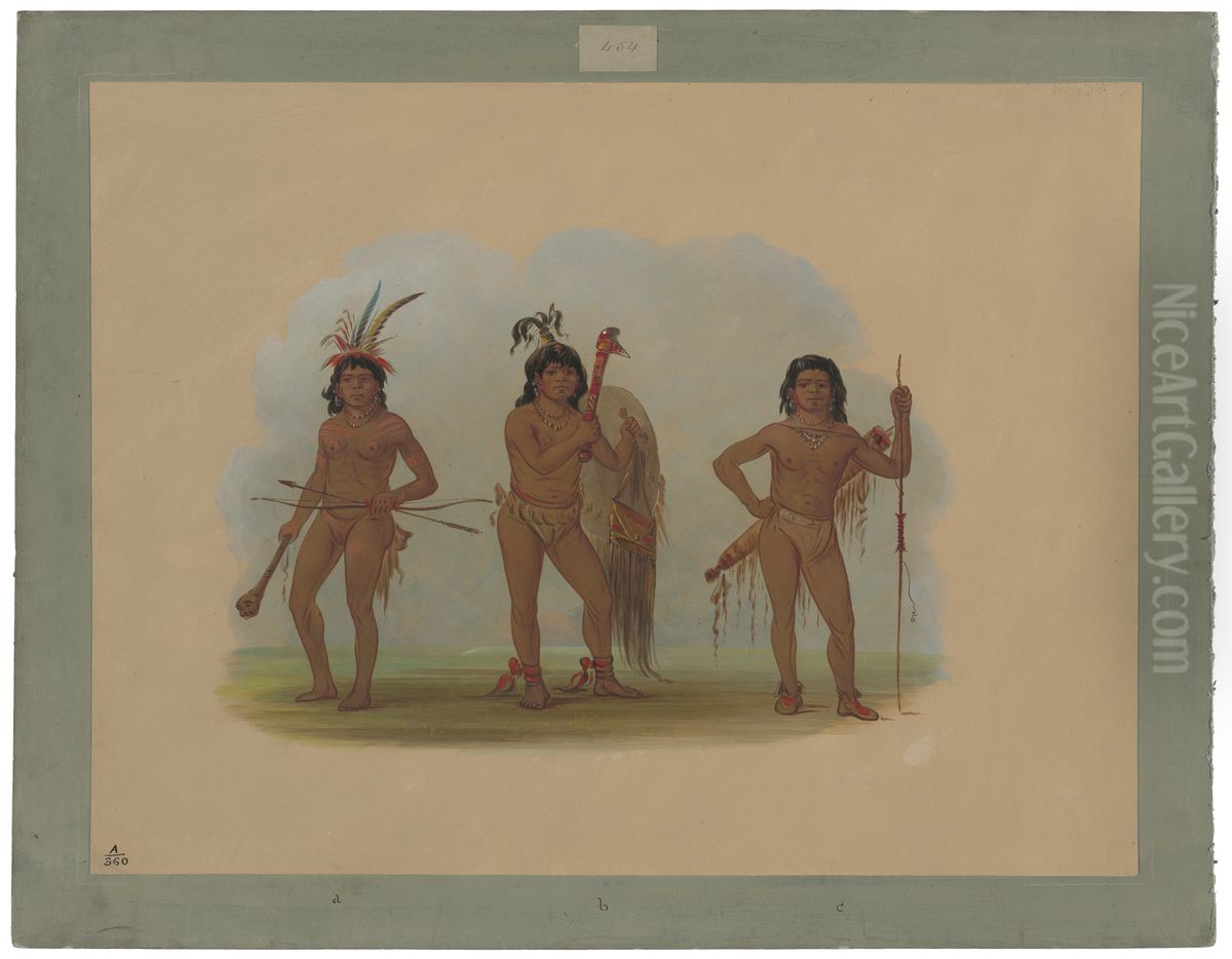 Three Zurumati Indians Oil Painting by George Catlin