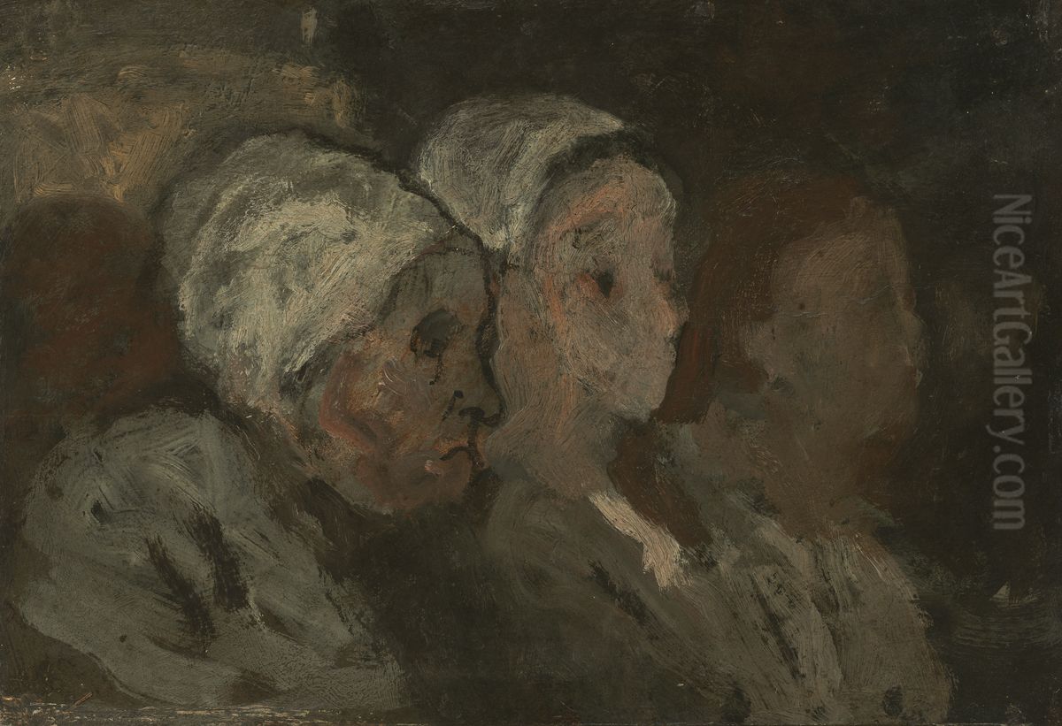 In Church Oil Painting by Honore Daumier