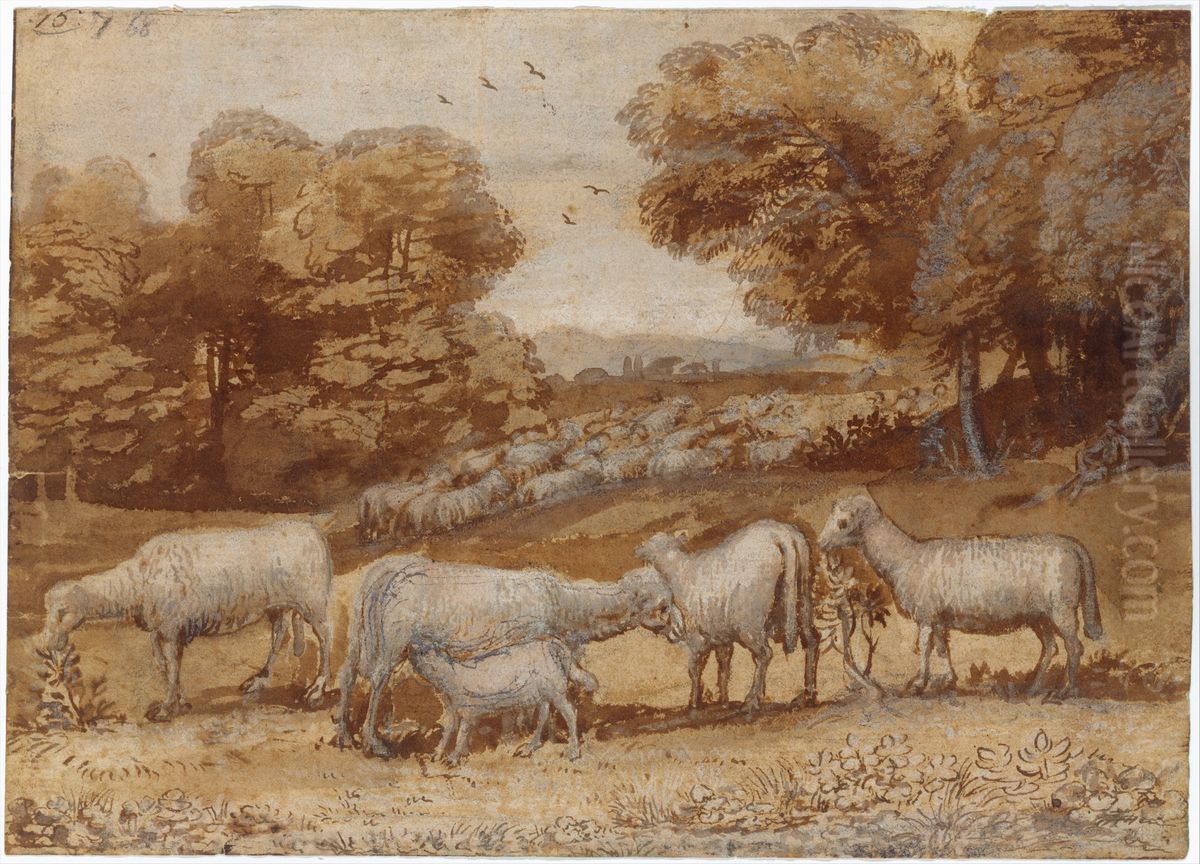 Landscape with Sheep Oil Painting by Claude Lorrain (Claude Gellee)