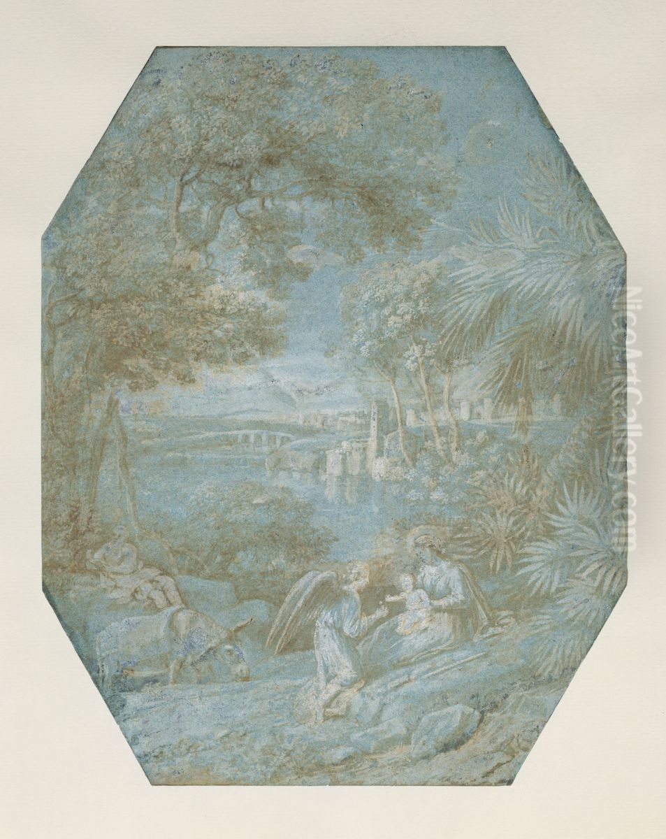 Landscape with the Rest on the Flight into Egypt Oil Painting by Claude Lorrain (Claude Gellee)