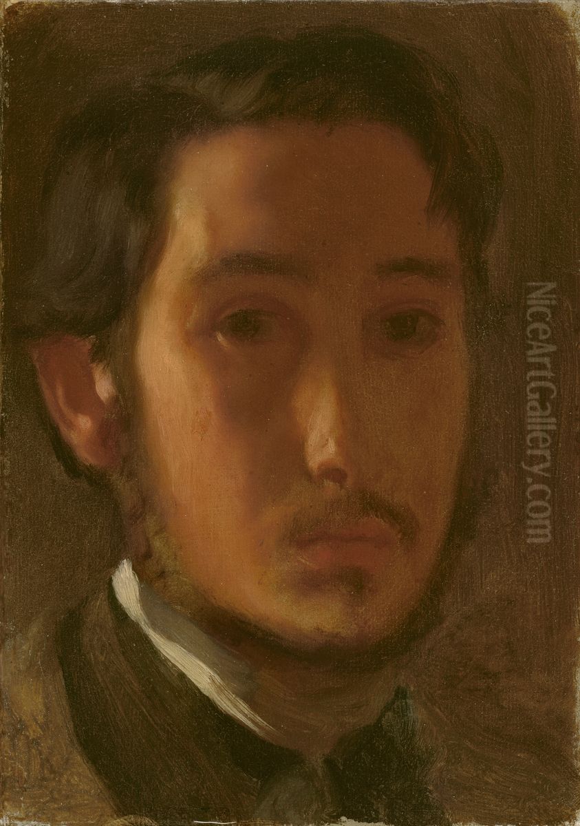 Self-Portrait with White Collar Oil Painting by Edgar Degas